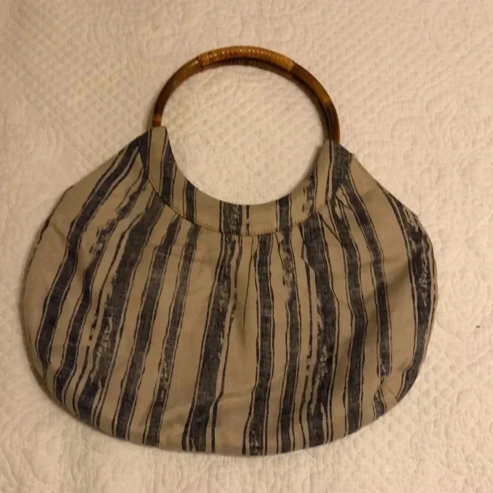 Banana Republic linen beige/blue bag
